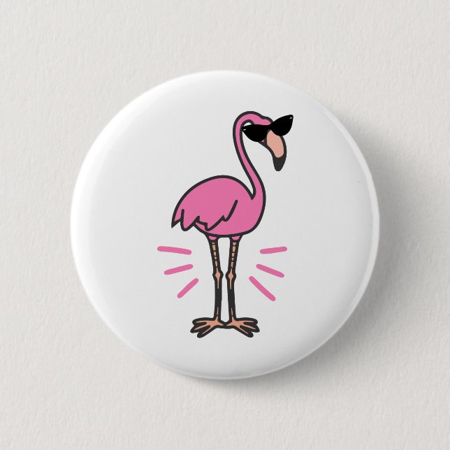 Flamingo Geburtstag, Flamingo, Flamingo-Sonnenbril Button (Vorderseite)