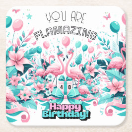 Flamingo-Geburtstag-Untersetzer Rechteckiger Pappuntersetzer