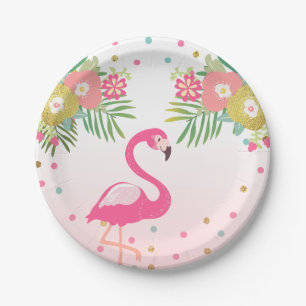 Flamingo-Geburtstags-Papier-Teller tropisches Luau Pappteller