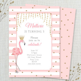 Flamingo Geburtstagsfeier Einladung, rosa Gold Einladung