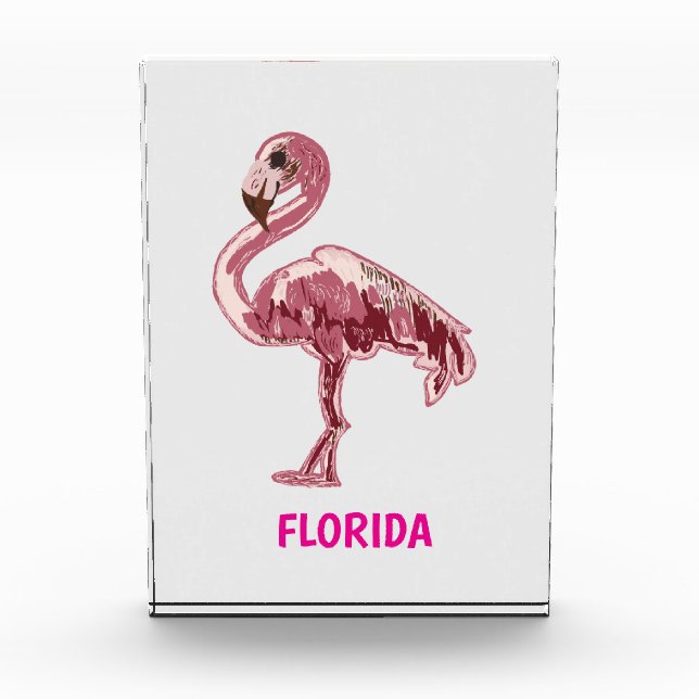 Flamingo gemalter pinker Flamingo  Fotoblock (Vorderseite)