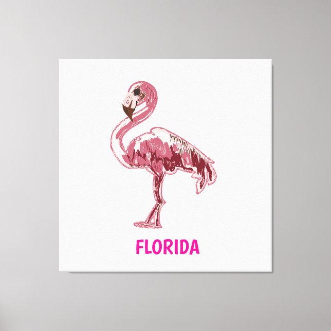 Flamingo gemalter pinker Flamingo  Leinwanddruck (Vorderseite)