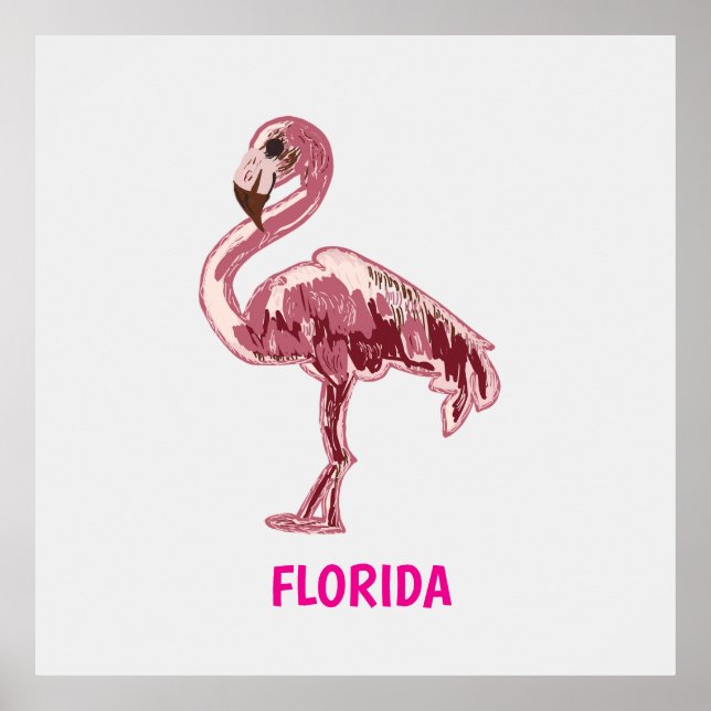 Flamingo gemalter pinker Flamingo  Poster (Vorne)