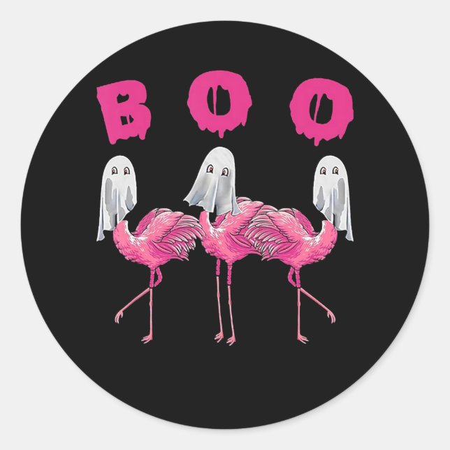 Flamingo | Ghost Flamingo Boo Halloween-Kostüm Runder Aufkleber (Vorderseite)