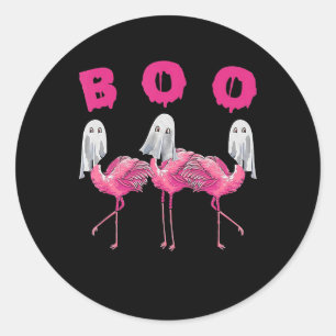 Flamingo Ghost Flamingo Boo Halloween-Kostüm Runder Aufkleber