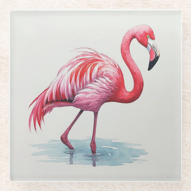 Flamingo Glasuntersetzer (Vorderseite)