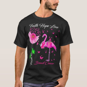 Flamingo Glaube Hoffnung Liebe Brustkrebs-Bewussts T-Shirt