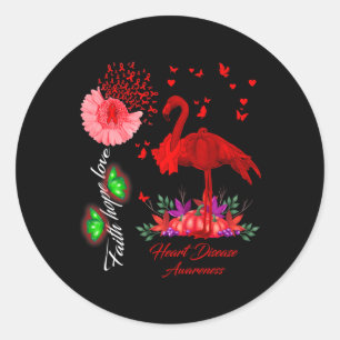 Flamingo Glaube Hoffnung Liebe Herzerkrankung Bewu Runder Aufkleber