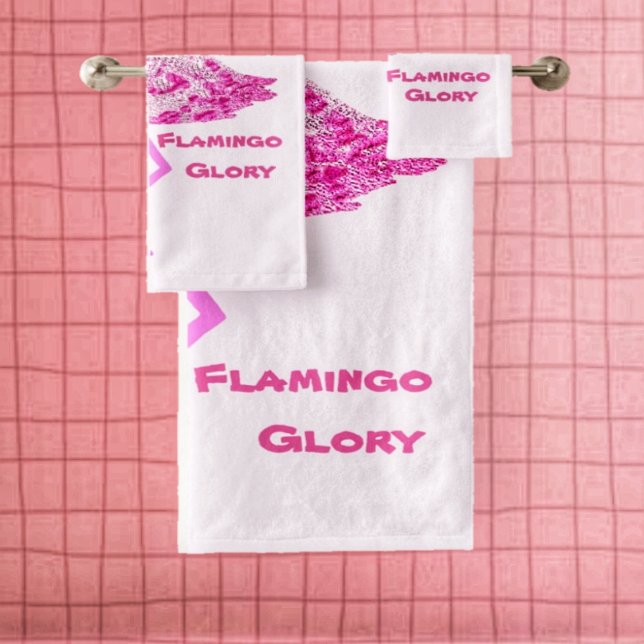 Flamingo Glory Badhandtuch Set (You're ready for Summer, when you set out this Flamingo Glory Bath Towel Set, in your bathroom!)