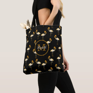 Flamingo gold Schwarz niedlich elegante tropische  Tasche