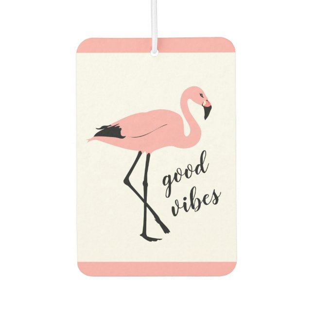 Flamingo Good Vibes Pink Black Air Freshener Autolufterfrischer (Vorderseite)