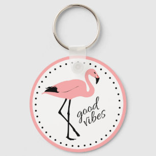 Flamingo Good Vibes Pink Black Cute Keychain Schlüsselanhänger