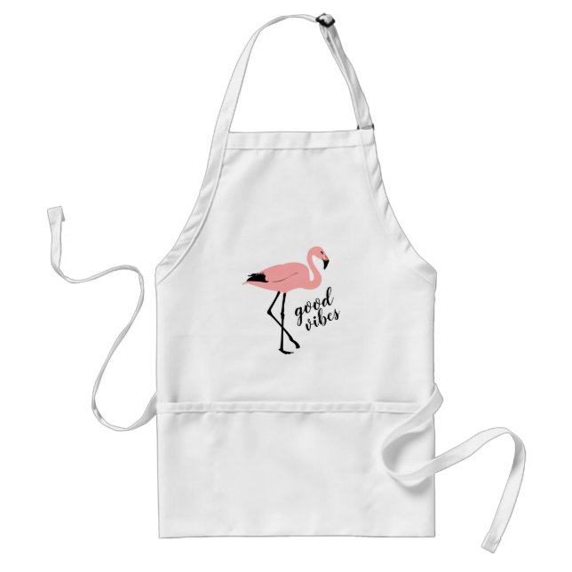 Flamingo Good Vibes Pink Niedliche Schürze Schwarz (Vorne)