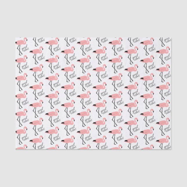 Flamingo Good Vibes Pink Niedliches Tissue Paper Seidenpapier (Vorderseite)