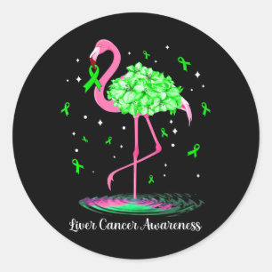 Flamingo Green Ribbon für Leberkrebs Bewusstsein Runder Aufkleber