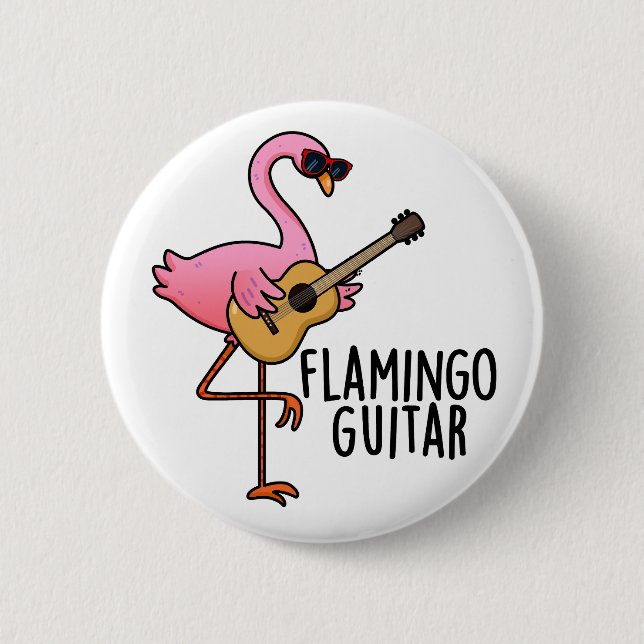 Flamingo Guitar Funny Music Pub Button (Vorderseite)
