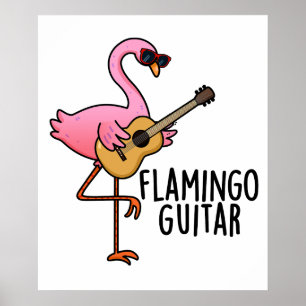 Flamingo Guitar Funny Music Pub Poster