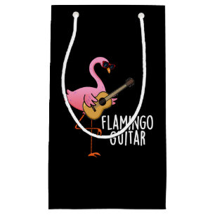 Flamingo Guitar Funny Music Pun Dark BG Kleine Geschenktüte