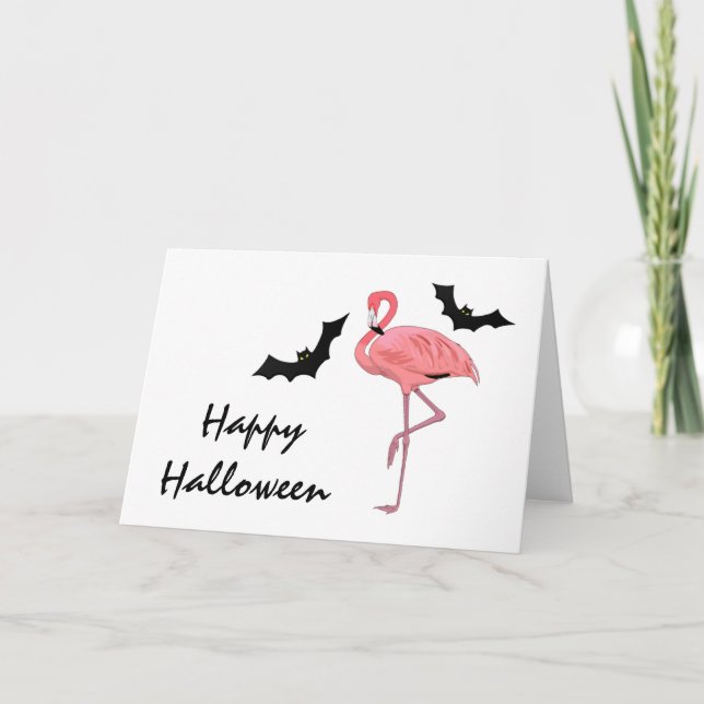 Flamingo Halloween-Basketball Karte (Vorderseite)