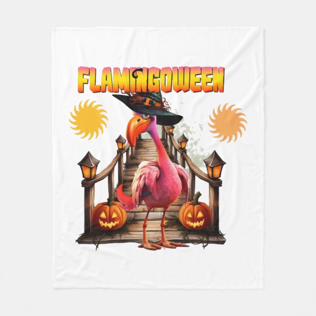 Flamingo Halloween Fleecedecke (Vorderseite)