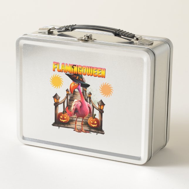 Flamingo Halloween Metall Brotdose (Vorderseite)