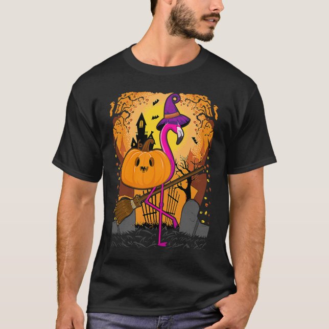 Flamingo  Halloween   Pumpkin Flamingo Halloween T-Shirt (Vorderseite)