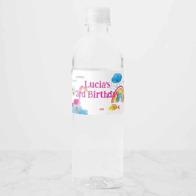 Flamingo Hand Drawn Water Labels (Vorderseite)