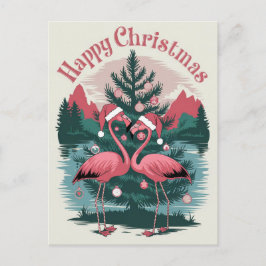 Flamingo Happy Christmas Postkarte
