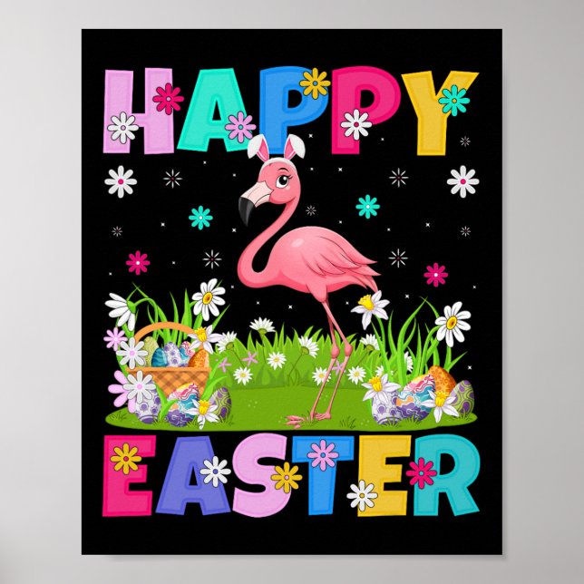 Flamingo Happy Easter Egg Hunt Bunny Ear Flamingo Poster (Vorne)