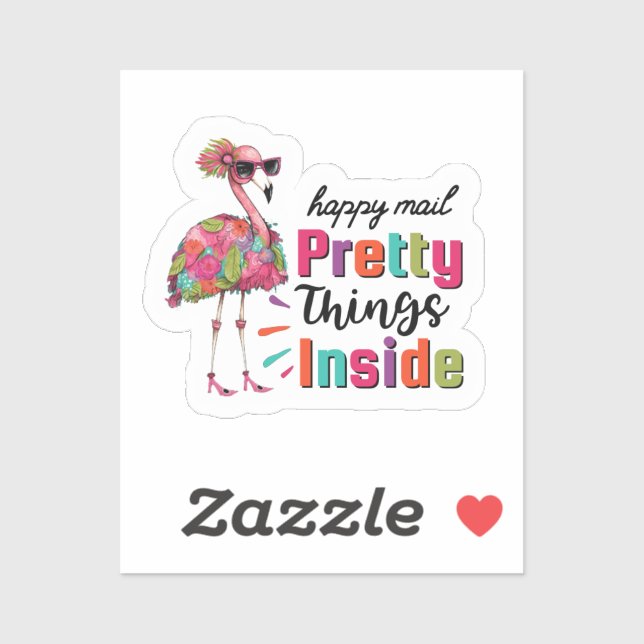 Flamingo Happy Mail Hübsche Dinge im Inneren Aufkl Aufkleber (Blatt)
