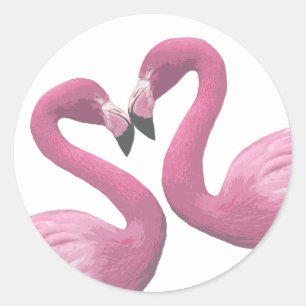 Flamingo Heart Runder Aufkleber