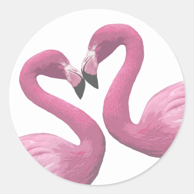 Flamingo Heart Runder Aufkleber (Vorderseite)