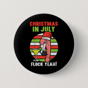 Flamingo-Herde Ja Weihnachten im Juli Retro-Sommer Button