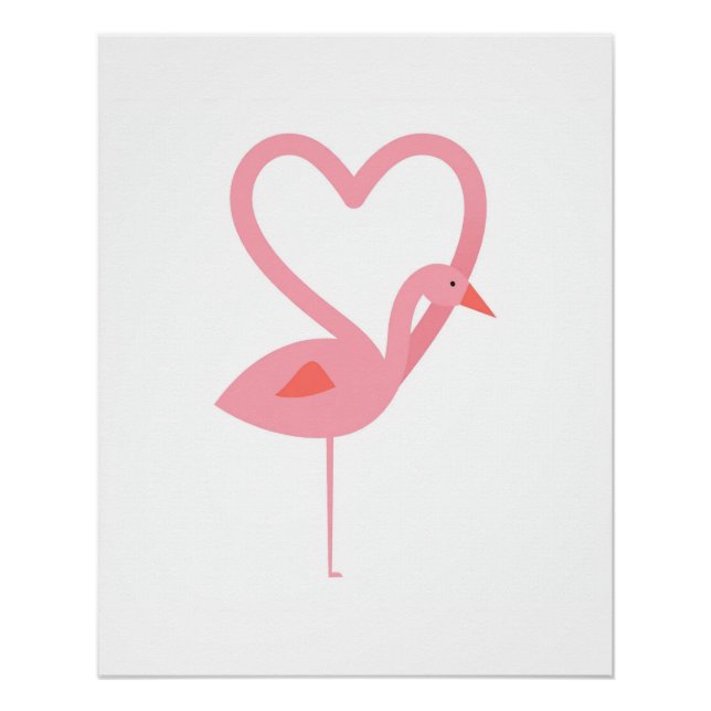 Flamingo Herz Hals Minimal Poster (Vorderseite)