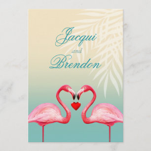 Flamingo Herzkuss Münzblauer Hochzeitstag Einladung