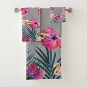 Flamingo Hibiskus Jungle Siesta #1 #tropical Badhandtuch Set