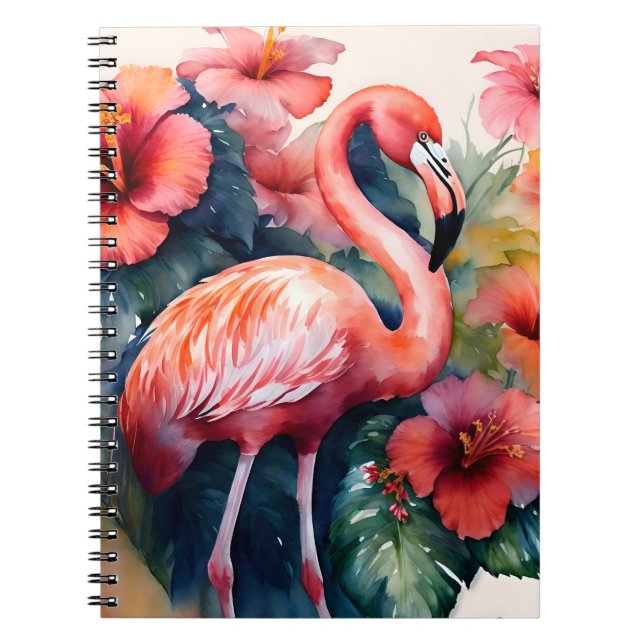 Flamingo Hibiskus Notizblock (Vorderseite)
