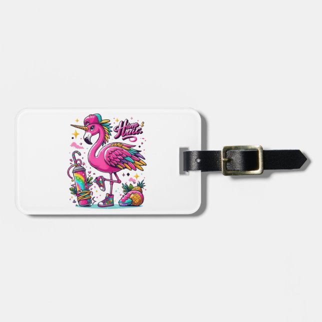 Flamingo hiphop gepäckanhänger (Vorderseite horizontal)