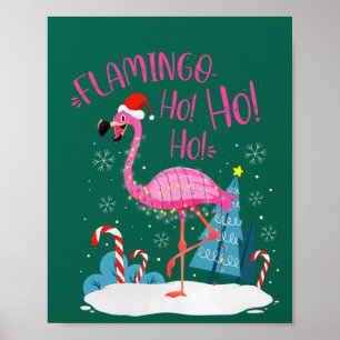 Flamingo Ho-Ho-Ho Weihnachten Rosa Flamingo Motiv Poster