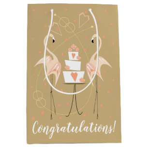Flamingo Hochzeit Herzlichen Glückwunsch! Mittlere Geschenktüte