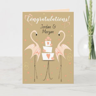 Flamingo Hochzeit Herzlichen Glückwunsch Namen Pea Karte