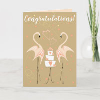 Flamingo Hochzeits-Gratulationstext pfirsichfarben
