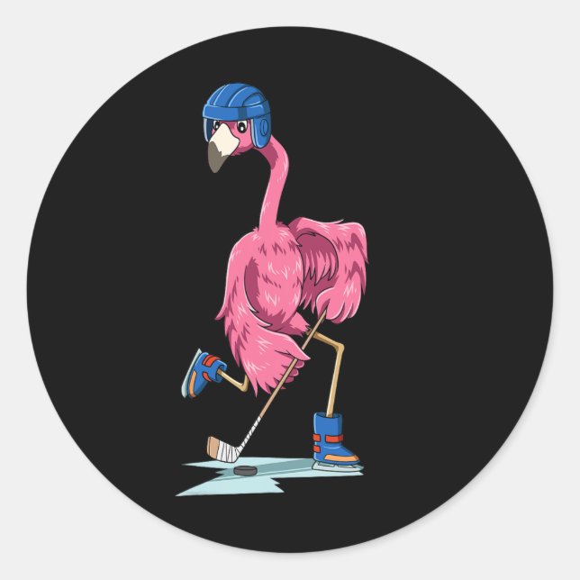 Flamingo Hockey Flamingo Playing Hockey Flamingo Runder Aufkleber (Vorderseite)