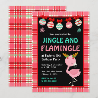Flamingo Holiday Birthday Party Einladung