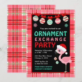 Flamingo Holiday Ornament Exchange Party Einladung