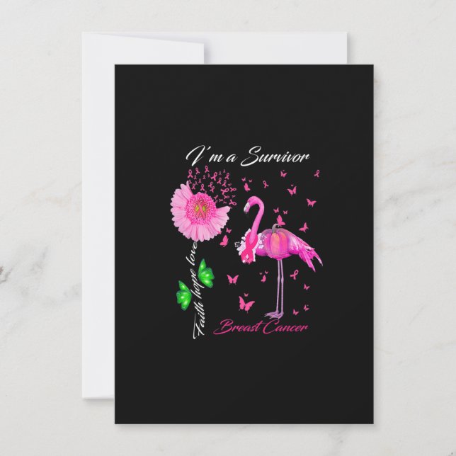 Flamingo I bin ein Überlebender des Brustkrebses Einladung (Vorderseite)