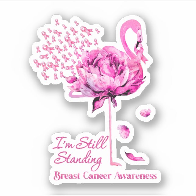 Flamingo I bin immer noch Stehend Breast Cancer Aw Aufkleber (Vorderseite)