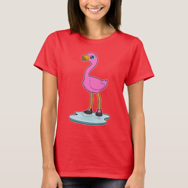 Flamingo Ice Skaten Ice Skate T-Shirt (Vorderseite)