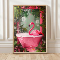 Flamingo im Badewanne-Druck, Lustiger Badezimmer-W