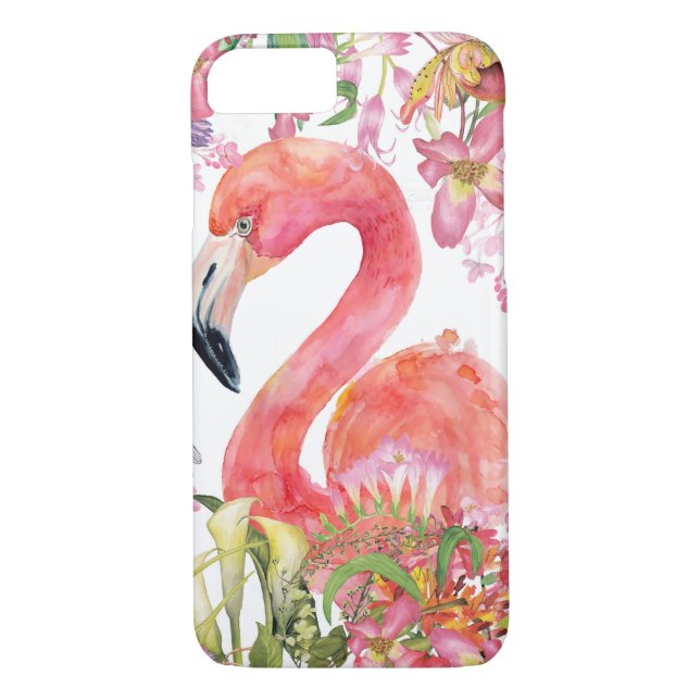 Flamingo im Blumen-Dschungel - Sommer-Muster Case-Mate iPhone Hülle (Rückseite)